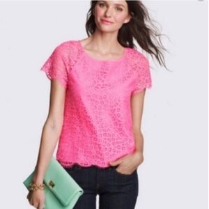 J. Crew raindrop lace bright pink summer top 0
